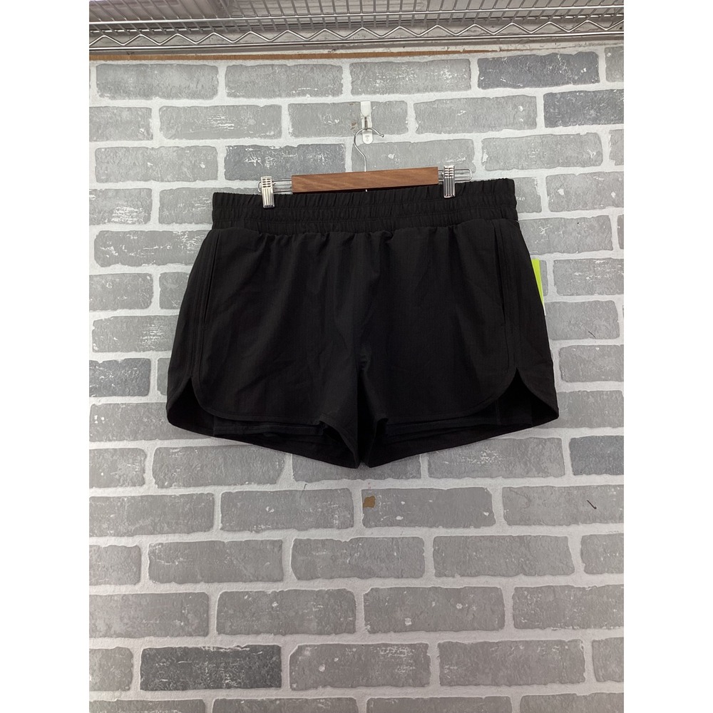 Vively Womens XL Black 2-in-1 Running Shorts Athletic Gym Pockets RN 48711